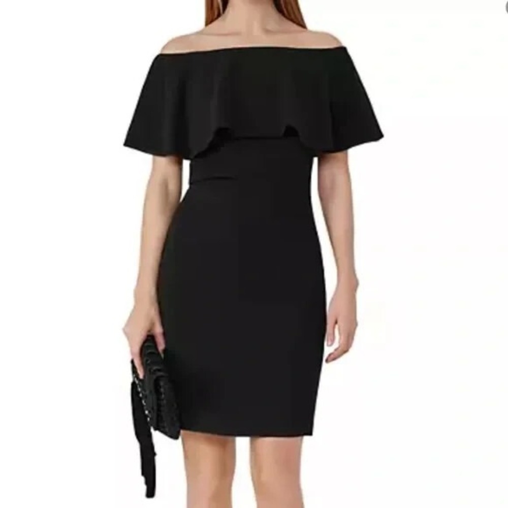 REISS Balm Off Shoulder Cocktail‎ Dress Women's Size 10 Black Party Designer